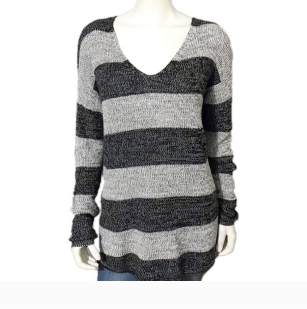 NWT a.n.a black & white striped v-neck sweater